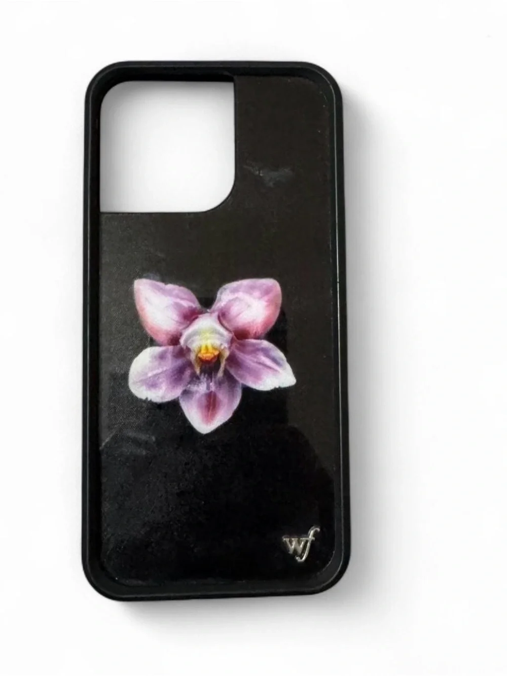 Wildflower Black Phone Case with Pink Orchid Design